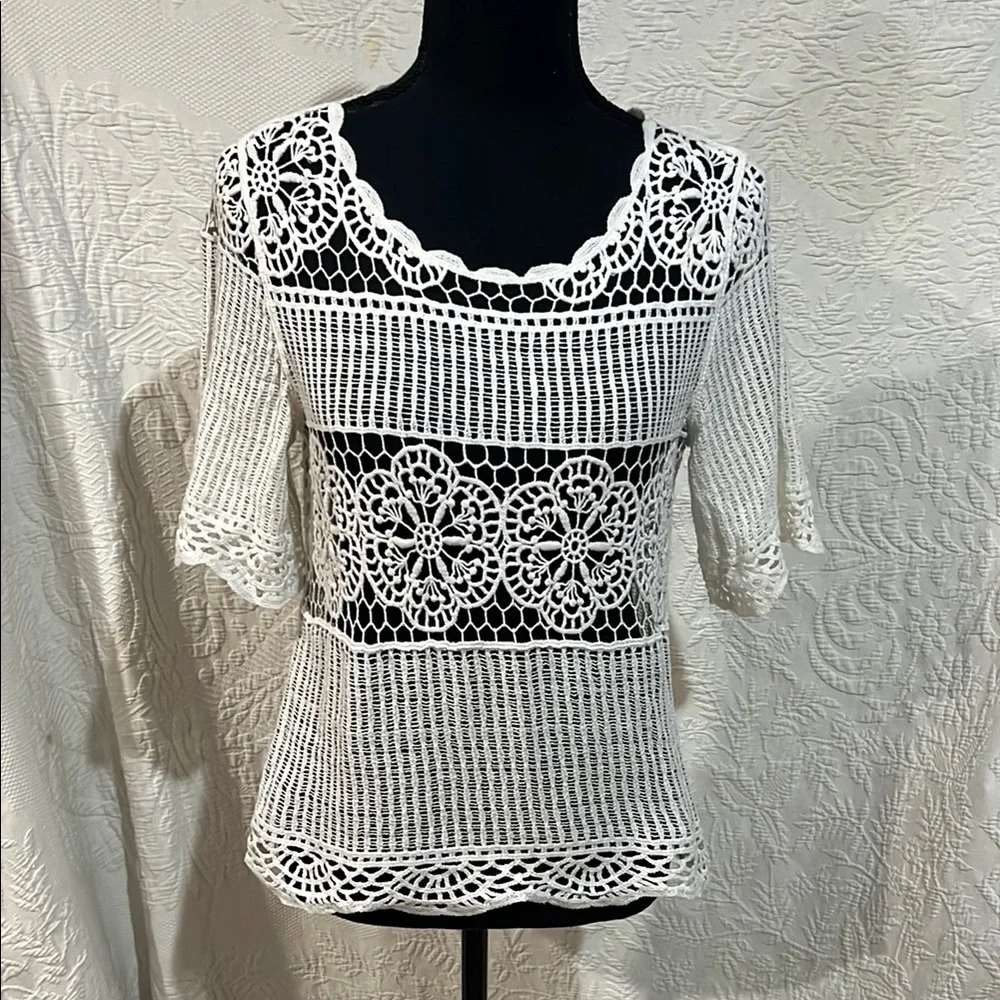 Anthropologie James Coviello Janice Crocheted Top,‎ size small
